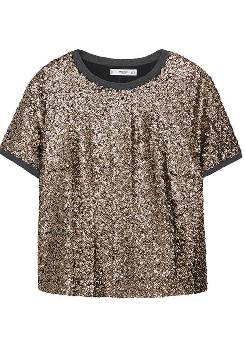 MANGO - Sequin T-shirt Gold