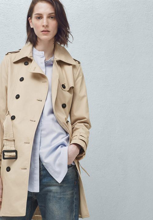 MANGO - Double Breasted Trench Coat - Beige