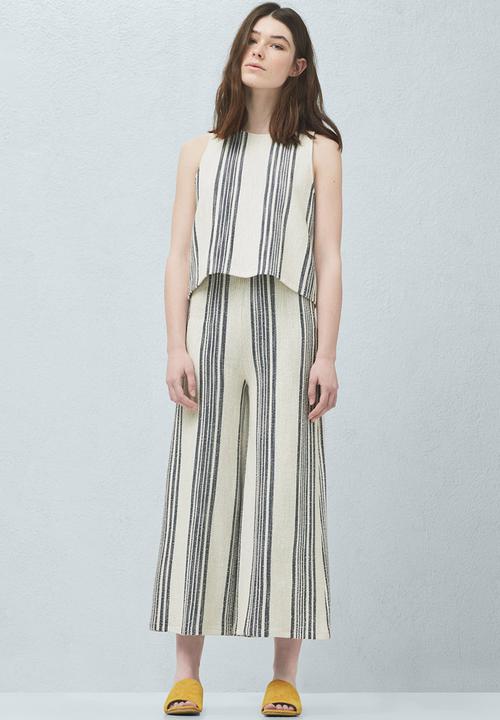 MANGO - Striped Tank Top Black and White