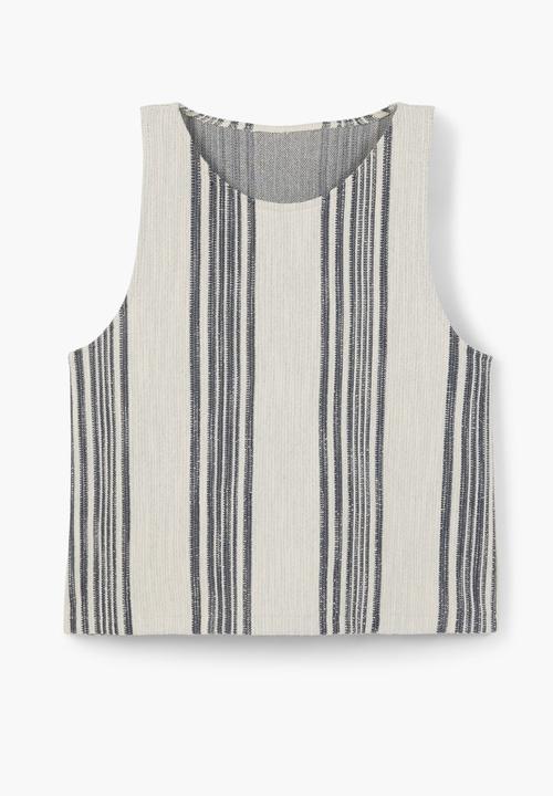 MANGO - Striped Tank Top Black and White