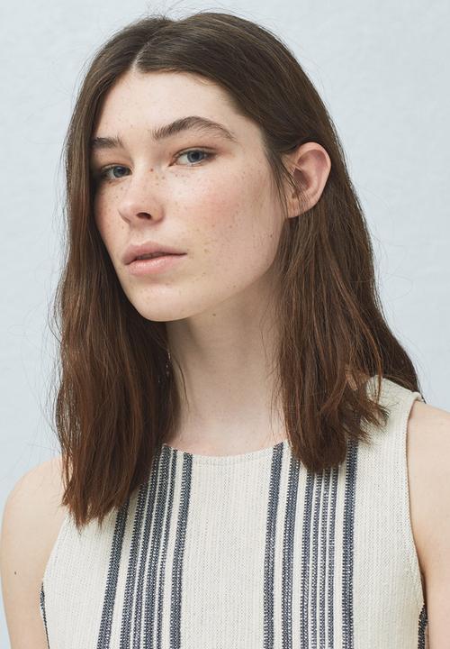 MANGO - Striped Tank Top Black and White