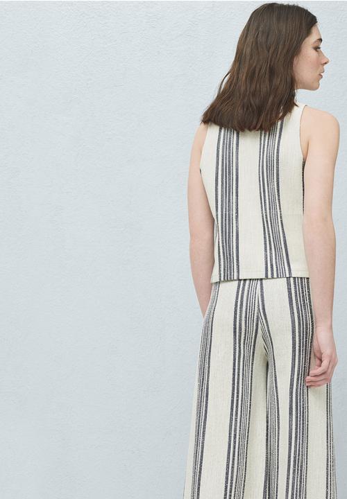 MANGO - Striped Tank Top Black and White