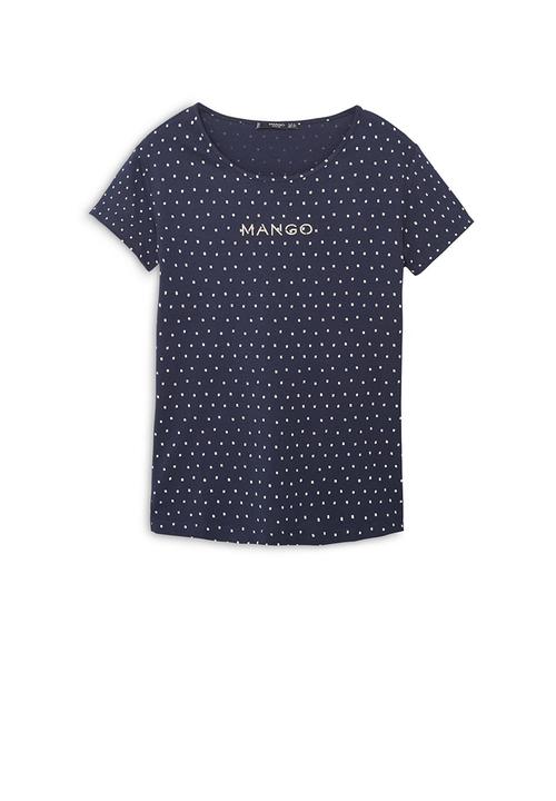 MANGO - Logo Cotton T-shirt Navy