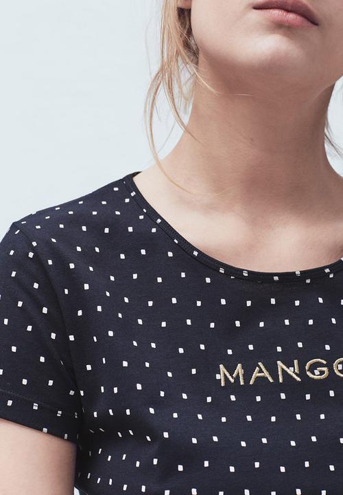 MANGO - Logo Cotton T-shirt Navy