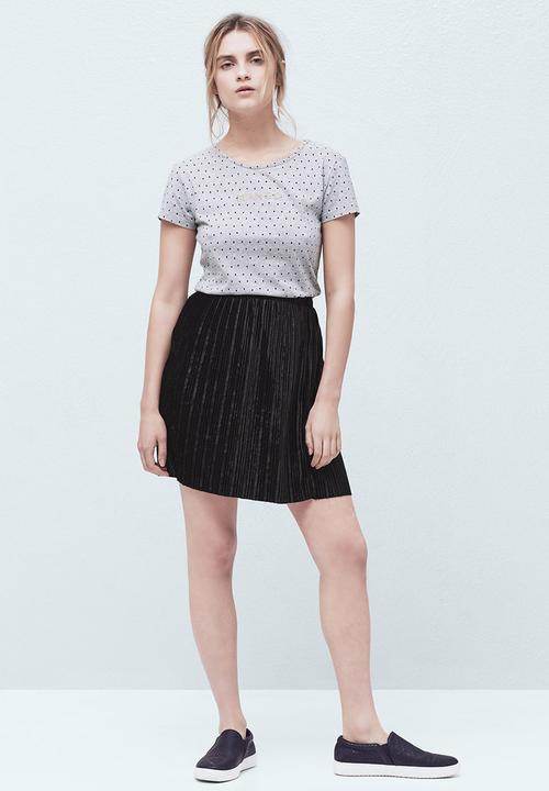 MANGO - Logo Cotton T-shirt Mid Grey