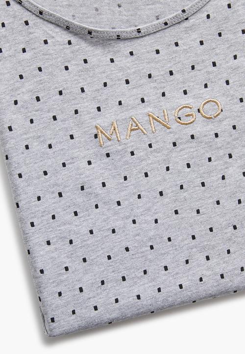 MANGO - Logo Cotton T-shirt Mid Grey