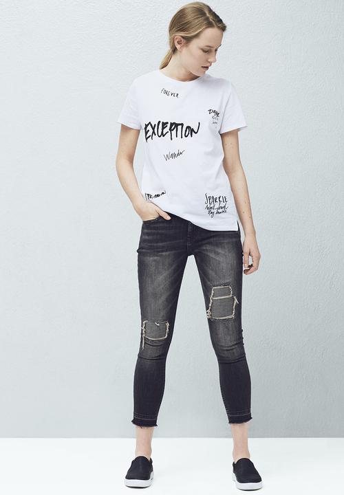 MANGO - Printed t-shirt Black and White