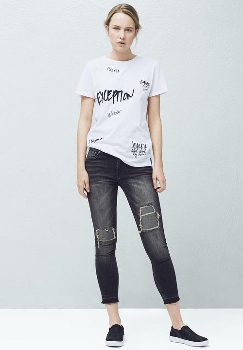 MANGO - Printed t-shirt Black and White