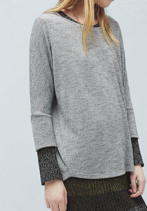 MANGO - Flecked T-shirt Pale Grey