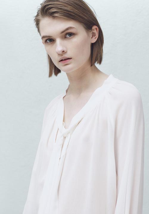 MANGO - Front Tie Blouse Milk