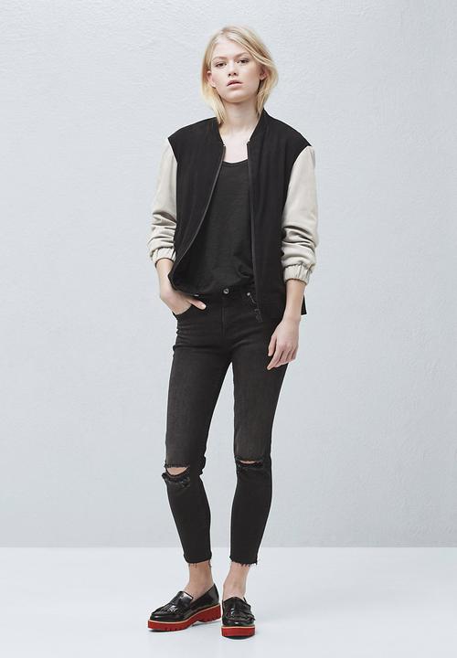 MANGO - Flecked T-shirt Black