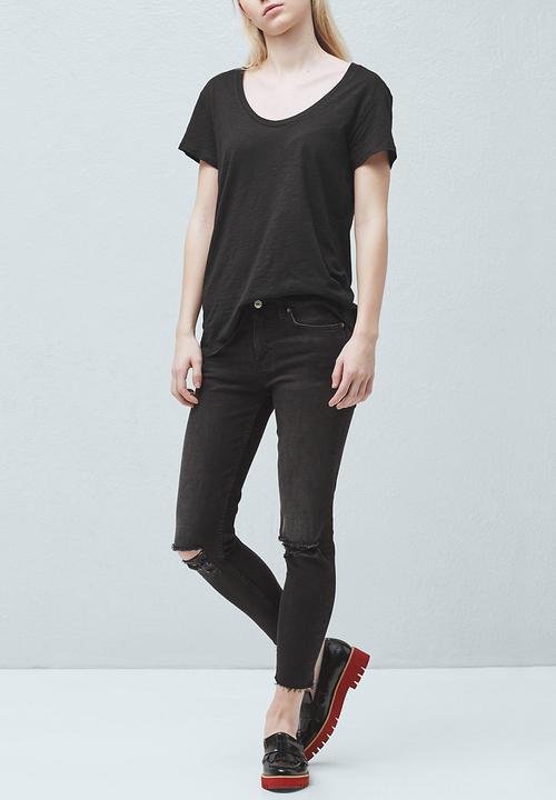 MANGO - Flecked T-shirt Black