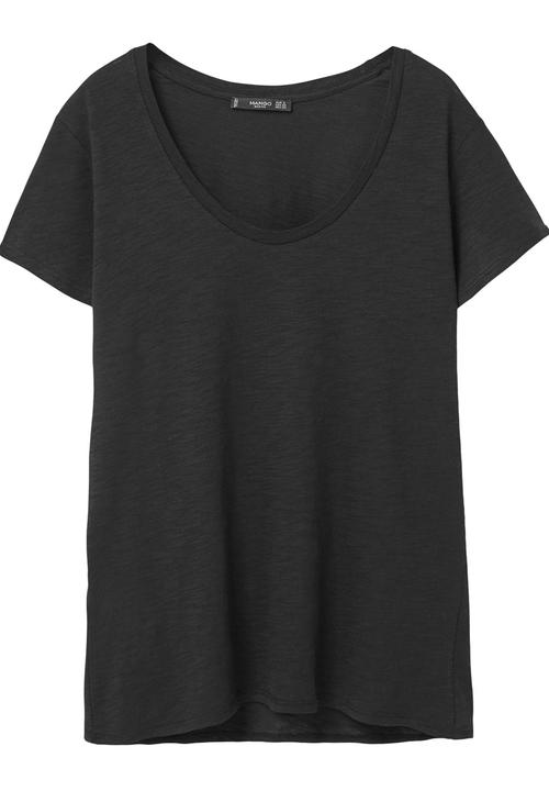 MANGO - Flecked T-shirt Black