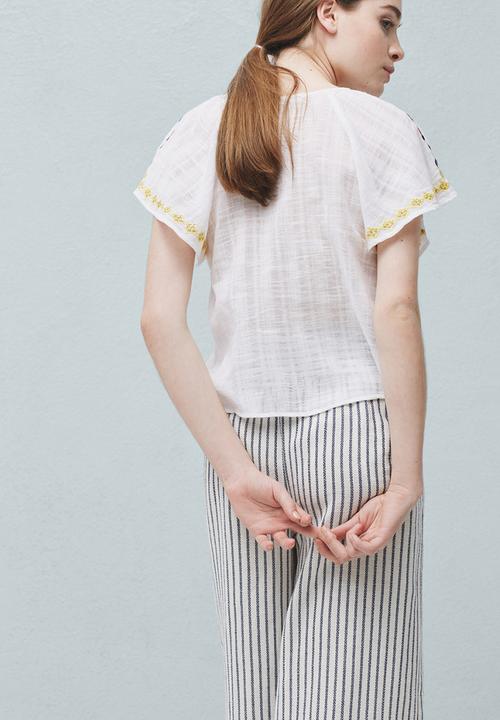 MANGO - Embroidered Blouse White