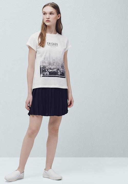 MANGO - Printed T-shirt Milk