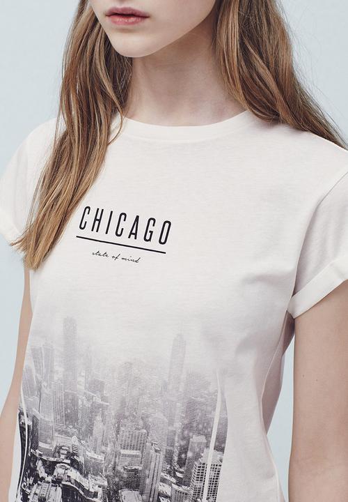 MANGO - Printed T-shirt Milk