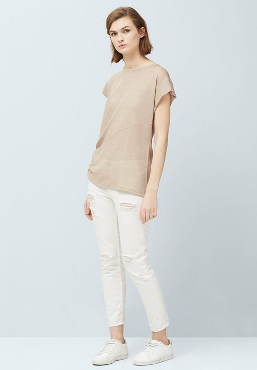 MANGO - Lightweight Knit T-shirt Stone