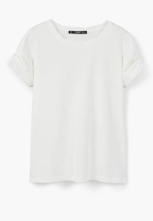 MANGO - Basic T-shirt with Cuff Detail White