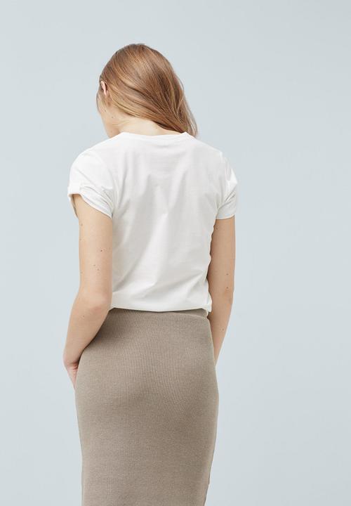 MANGO - Basic T-shirt with Cuff Detail White