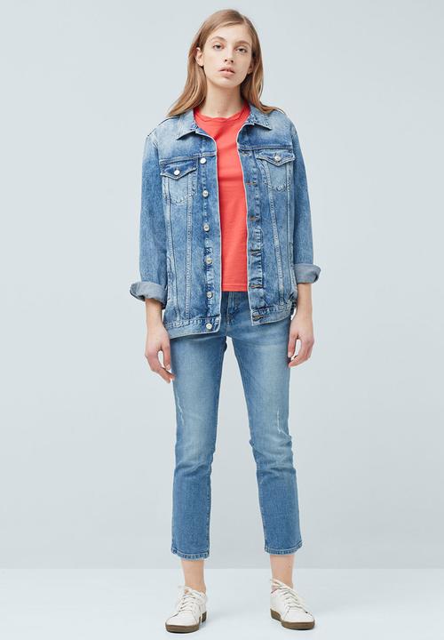 MANGO - Basic T-shirt with Cuff Detail Coral