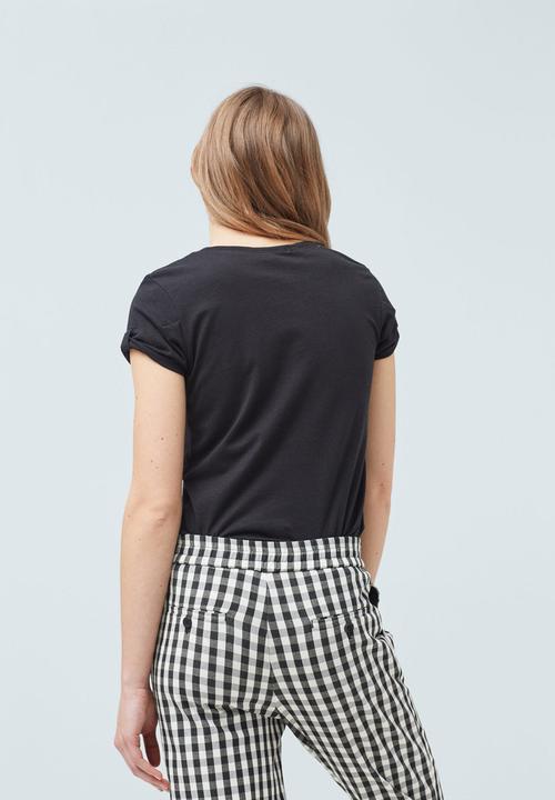 MANGO - Basic T-shirt with Cuff Detail Black