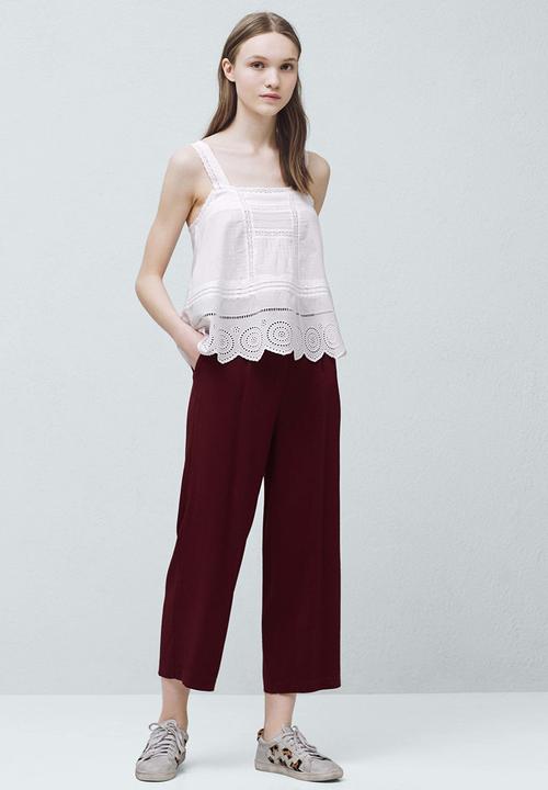 MANGO - Embroidered Top White