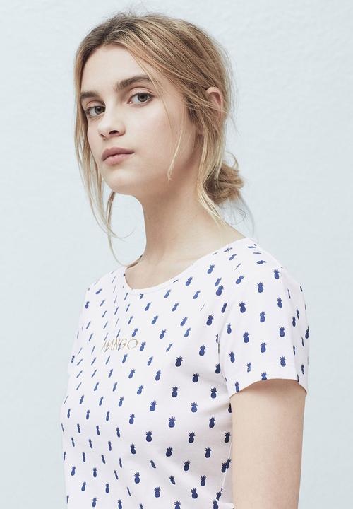 MANGO - Logo Cotton T-shirt Milk