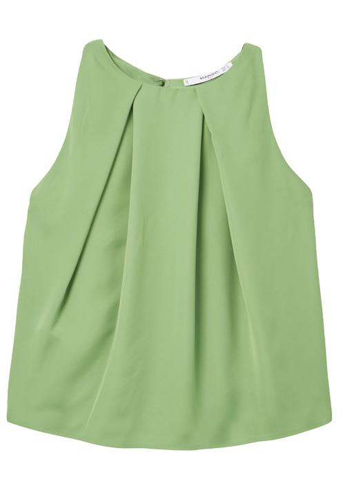 MANGO - Pleat Detail Blouse Green