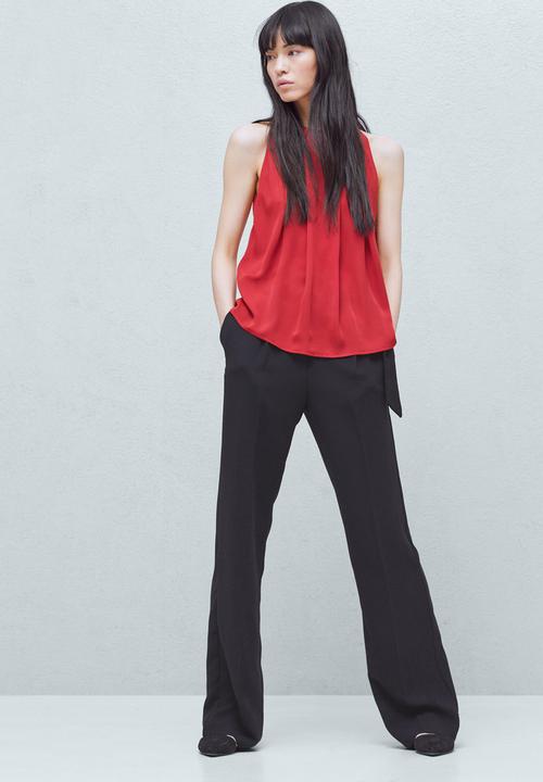 MANGO - Pleat Detail Blouse Red