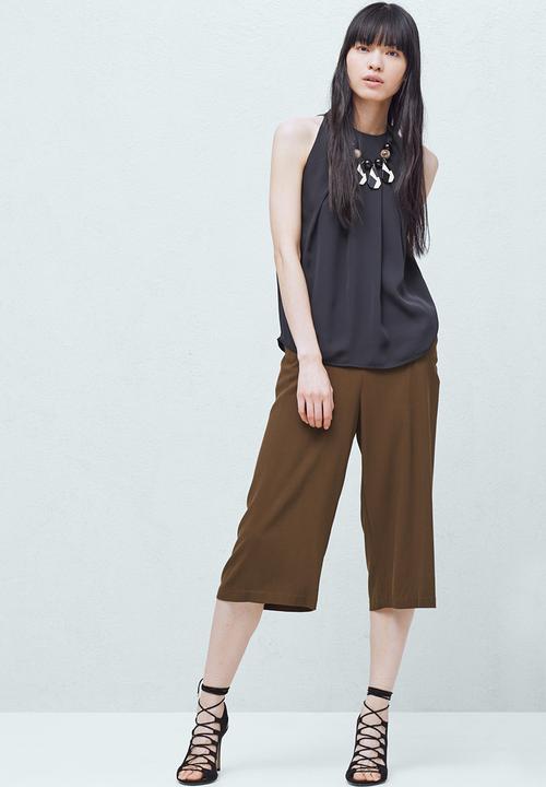 MANGO - Pleat Detail Blouse Black