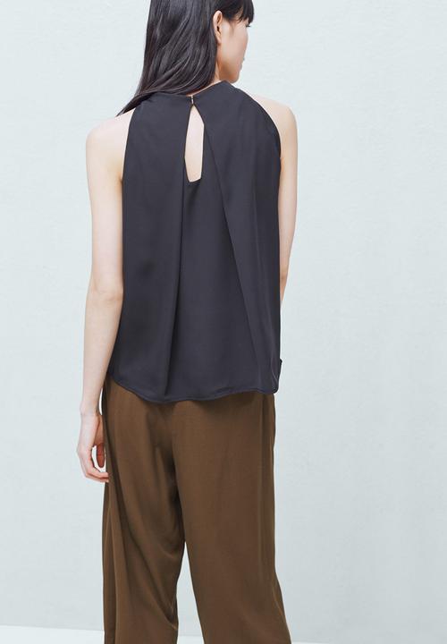 MANGO - Pleat Detail Blouse Black