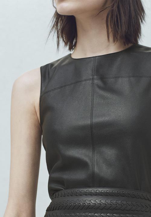 MANGO - Pleather Panel Top Black