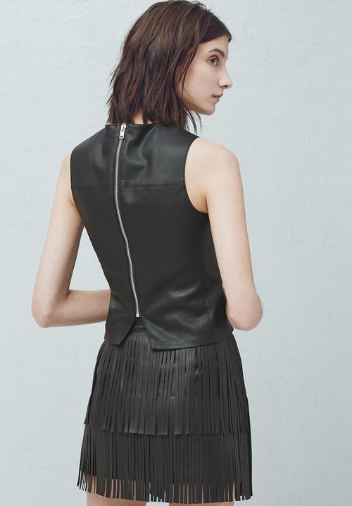 MANGO - Pleather Panel Top Black