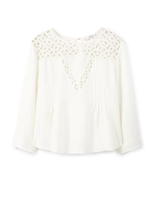 MANGO - Anglaise Detail Blouse Cream