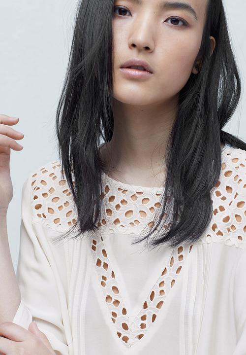 MANGO - Anglaise Detail Blouse Cream
