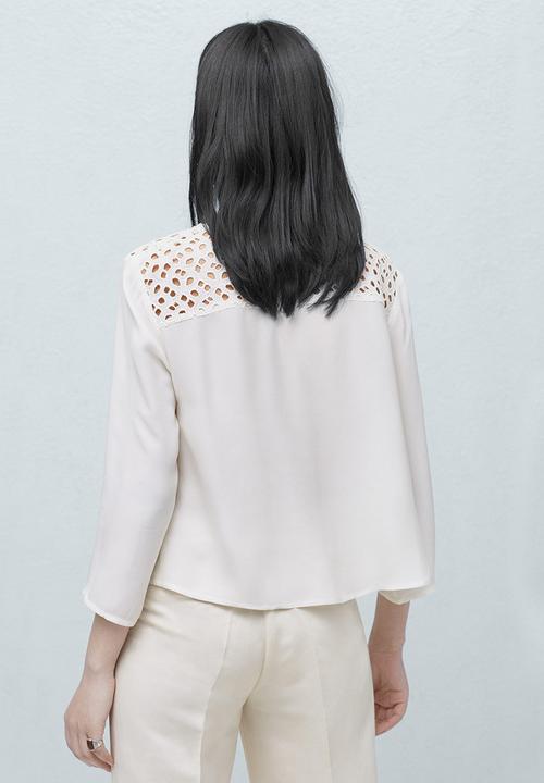 MANGO - Anglaise Detail Blouse Cream