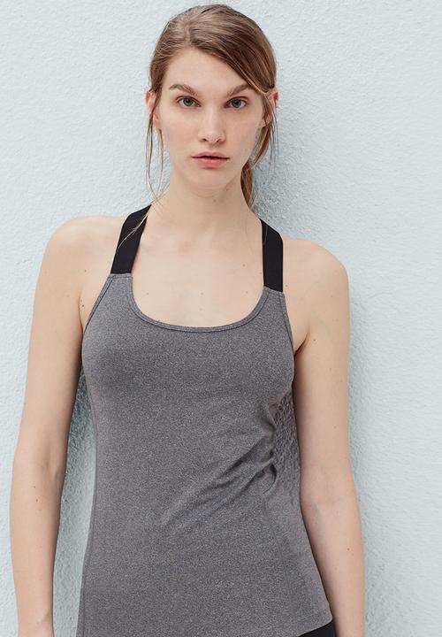 MANGO - Technical Racerback Tank Top Mid Grey