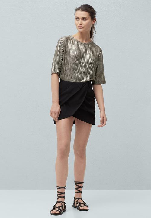 MANGO - Drape Front Wrap Skirt Black