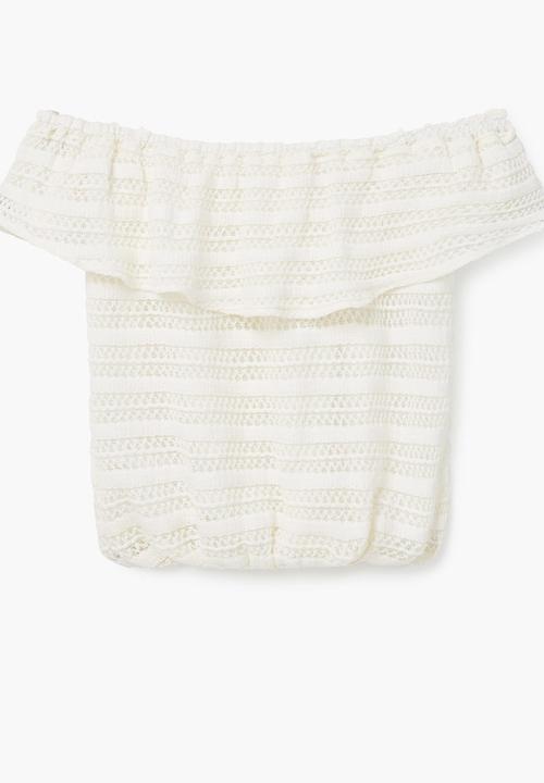 MANGO - Off-the-shoulder Ruffle Blouse Off White