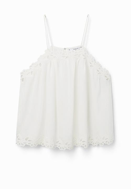 MANGO - Applique Trim Cami White