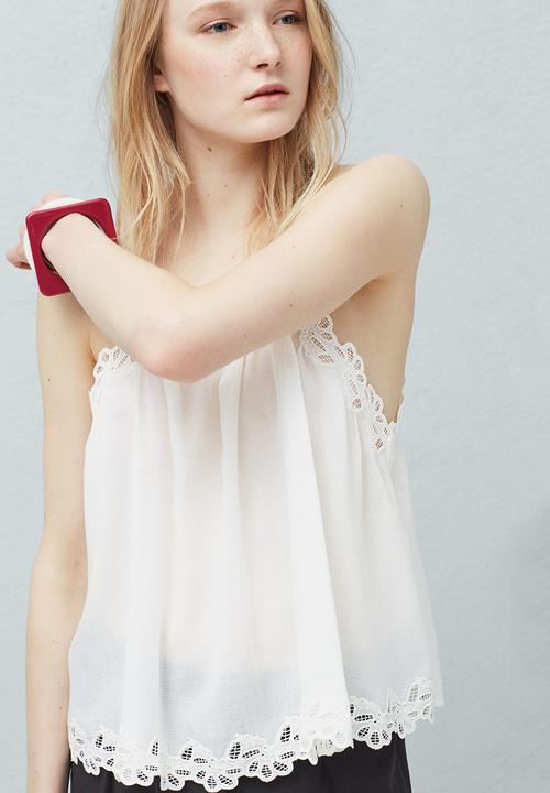 MANGO - Applique Trim Cami White