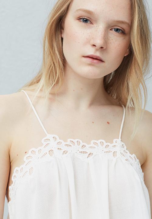 MANGO - Applique Trim Cami White