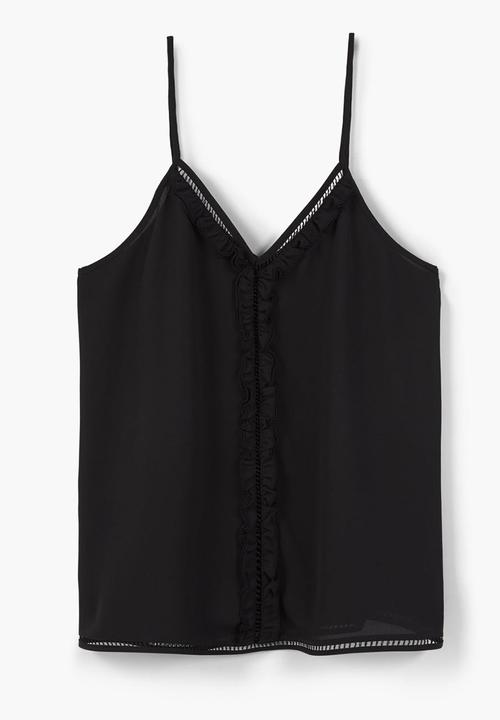 MANGO - Decorative Frill Cami Black