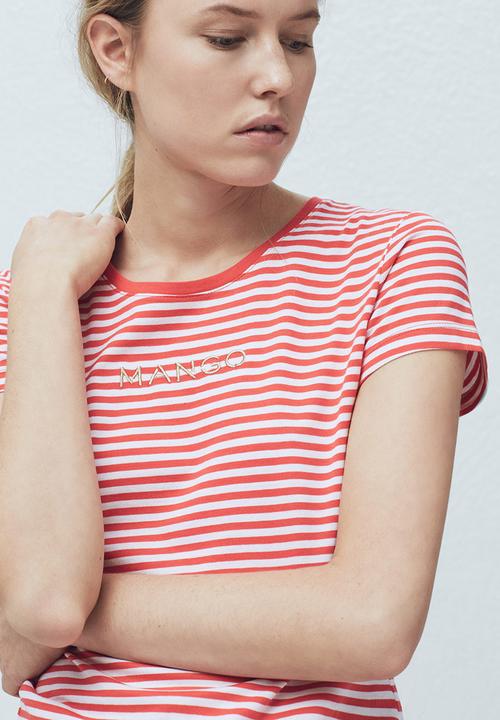MANGO - Striped Logo T-shirt Multi-colour