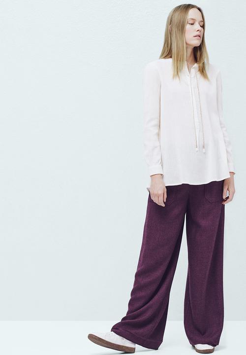 MANGO - Self Stripe Blouse Off White