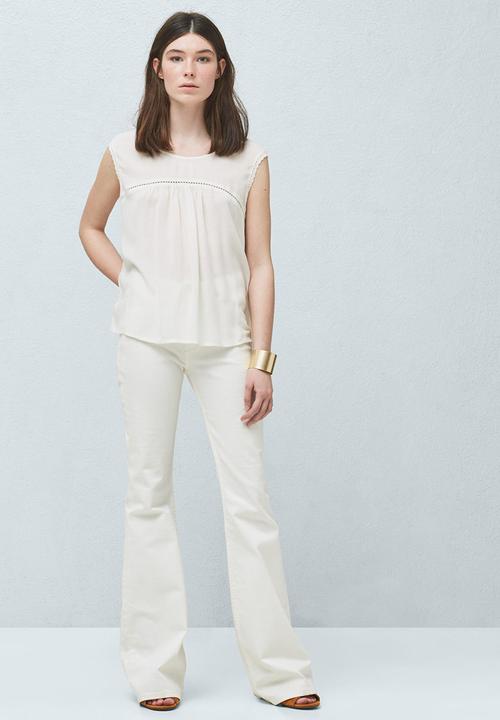 MANGO - Lace Inset Panel Top White