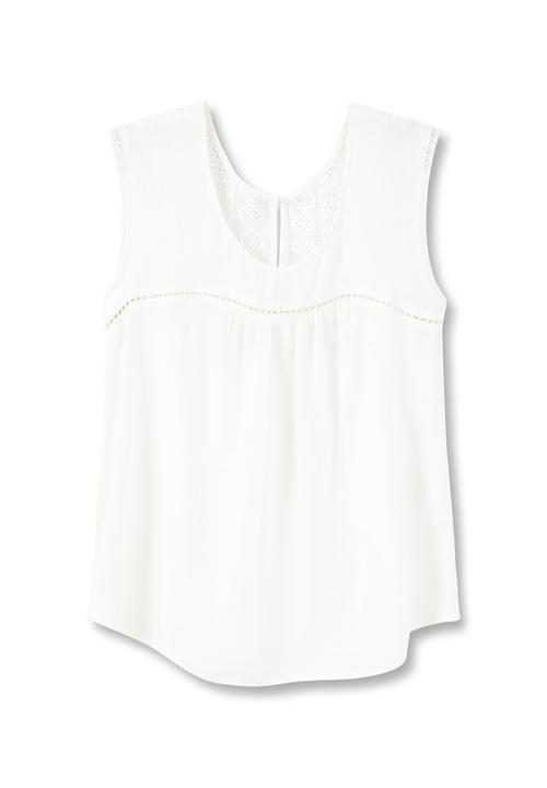 MANGO - Lace Inset Panel Top White