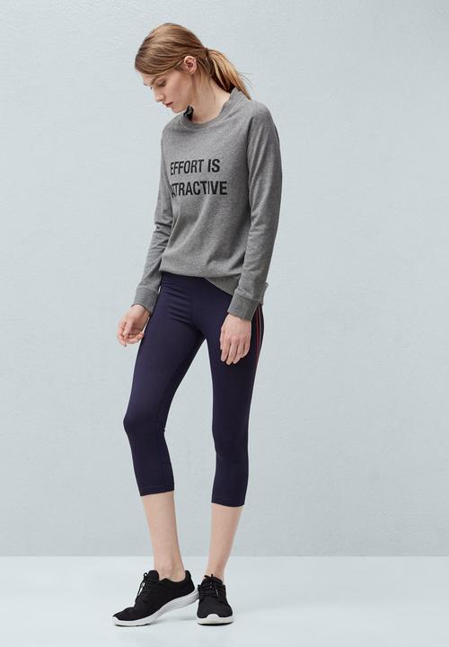 MANGO - Yoga Printed Hoodie Mid Grey