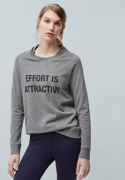 MANGO - Yoga Printed Hoodie Mid Grey
