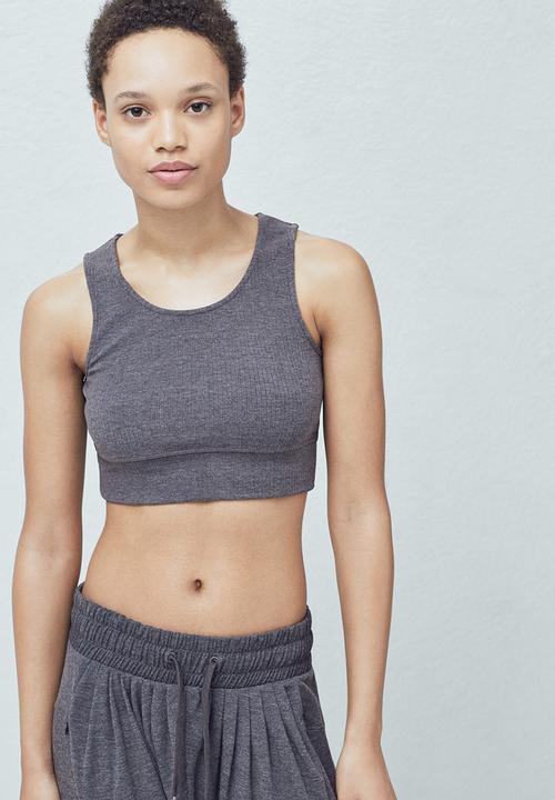 MANGO - Yoga Cropped Top Mid Grey